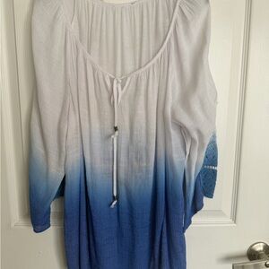 Blue and White Ombre Blouse